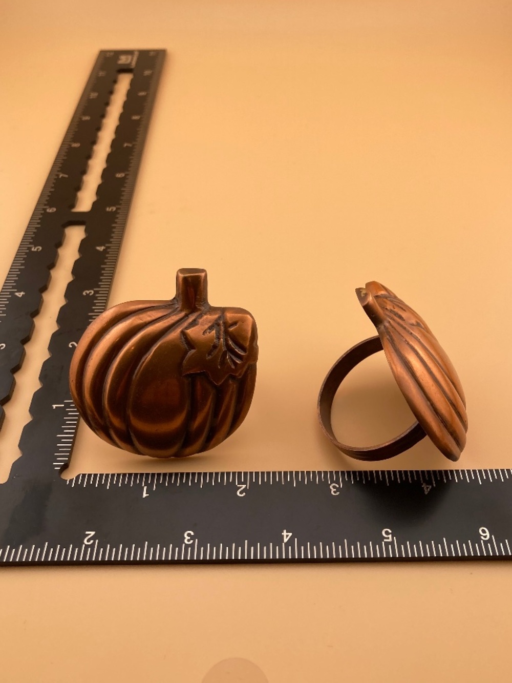 6 Copper Color Metal Napkin Rings - Picture 5 of 5